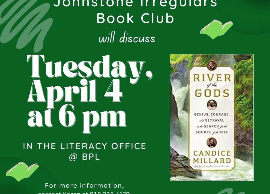 Johnstone Irregulars Book Club—Tues., April 4 @ 6 pm in Literacy Office