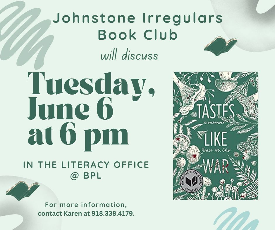 Johnstone Irregulars Book Club—Tuesday, June 6 @ 6 pm in Literacy Office