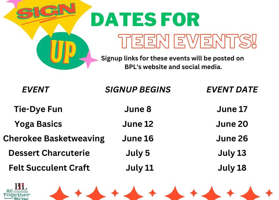 Teen Event Registration Info