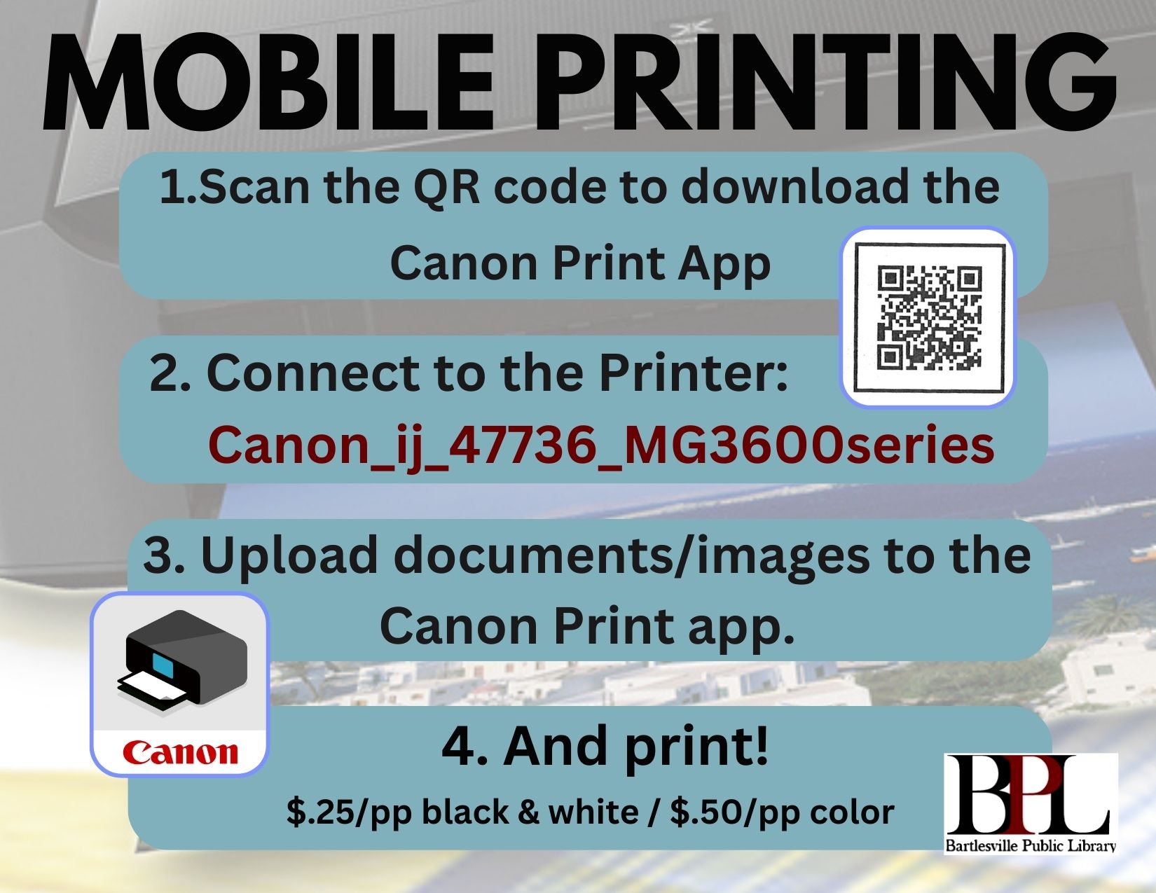 Mobile/Wireless printing Bartlesville Public Library