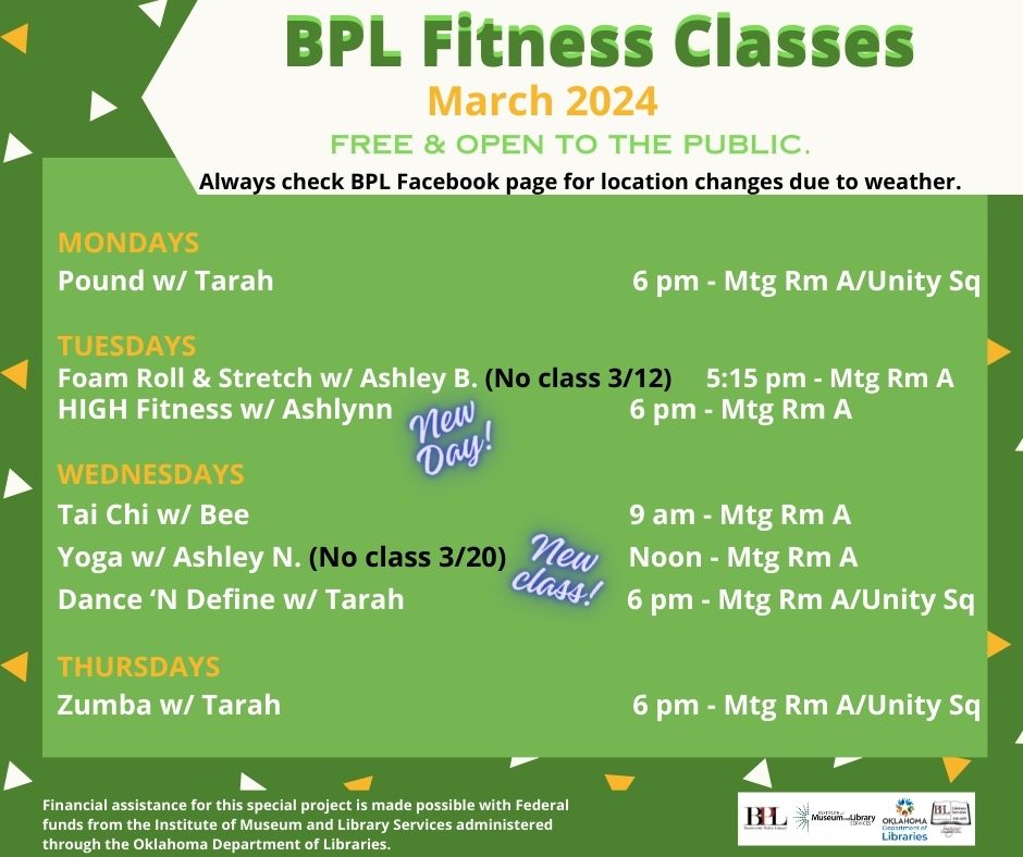 Check out these FREE fitness classes offered by BPL in March!