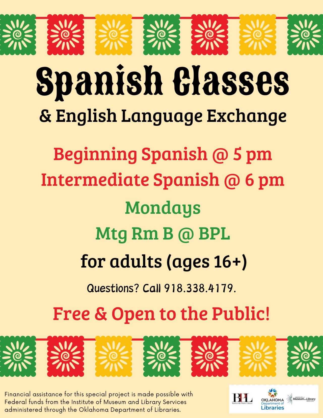 FREE Spanish Classes | Bartlesville Public Library