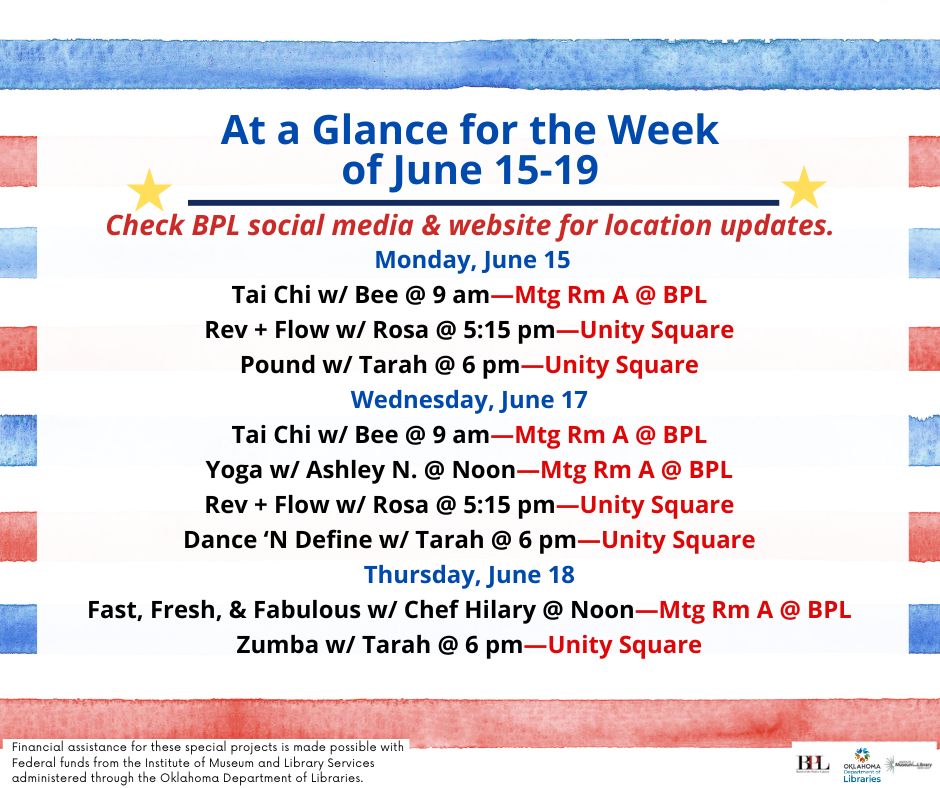 Health, Fitness, & Wellness At a Glance for the Week of June 15-19