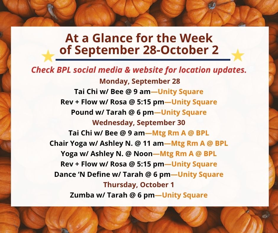 At a Glance for the Week of September 28 – October 2